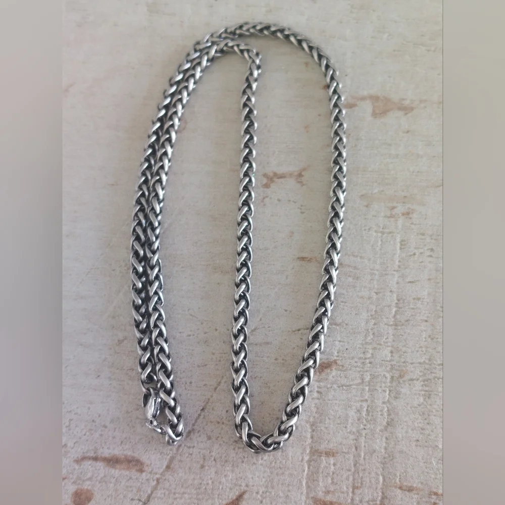 Stainless Steel Spiga Wheat Chain Necklace, 24